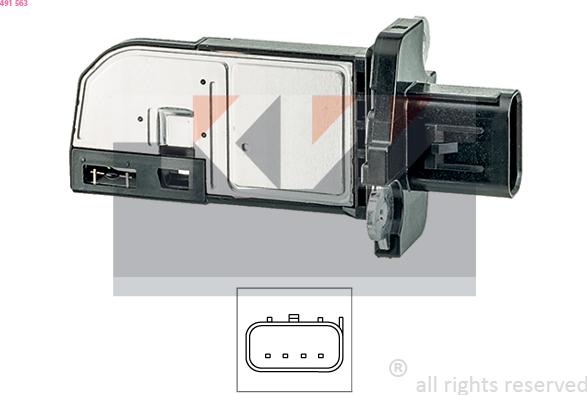KW 491 563 - Débitmètre de masse d'air droxauto.com
