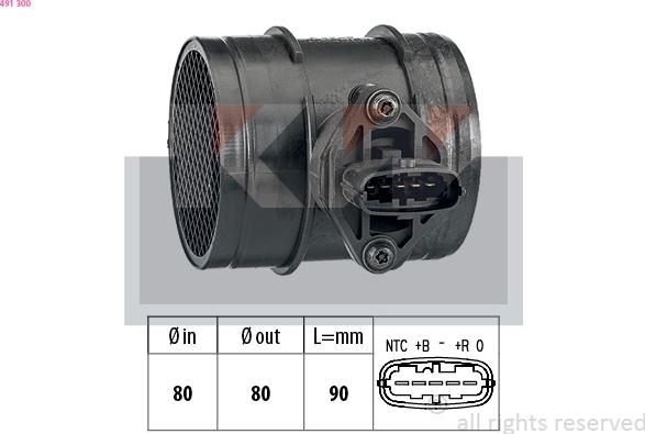 KW 491 300 - Débitmètre de masse d'air droxauto.com