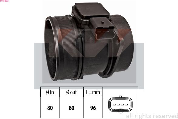 KW 491 303 - Débitmètre de masse d'air droxauto.com