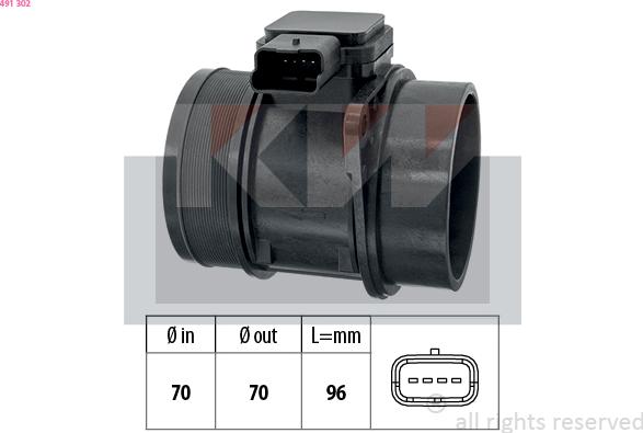 KW 491 302 - Débitmètre de masse d'air droxauto.com
