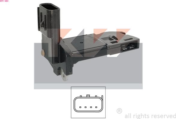 KW 491 383 - Débitmètre de masse d'air droxauto.com