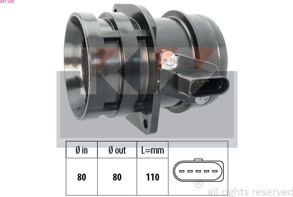 KW 491 330 - Débitmètre de masse d'air droxauto.com