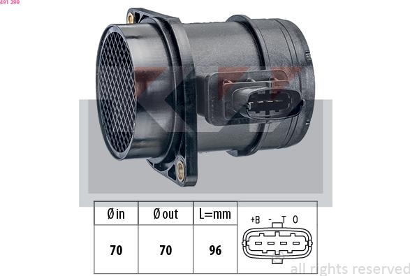 KW 491 299 - Débitmètre de masse d'air droxauto.com