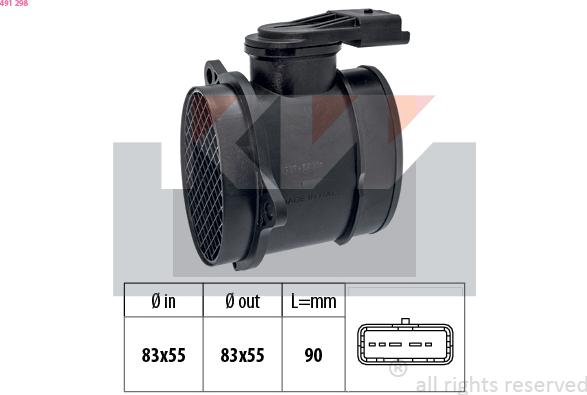 KW 491 298 - Débitmètre de masse d'air droxauto.com