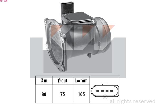 KW 491 226 - Débitmètre de masse d'air droxauto.com