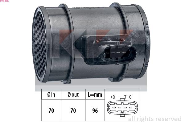KW 491 276 - Débitmètre de masse d'air droxauto.com