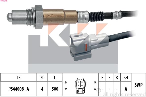 KW 498 316 - Sonde lambda droxauto.com