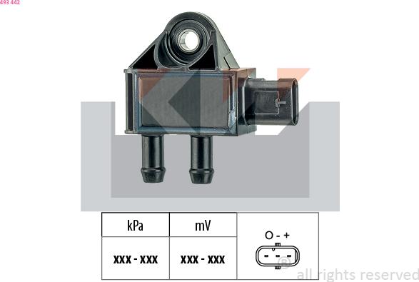 KW 493 442 - Capteur, pression des gaz échappement droxauto.com