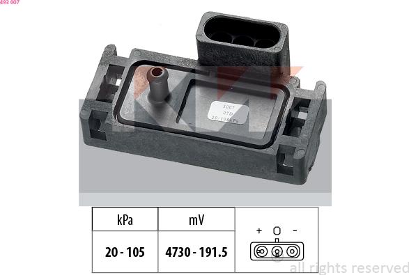 KW 493 007 - Capteur de pression barométrique, adaptation à l'altitude droxauto.com