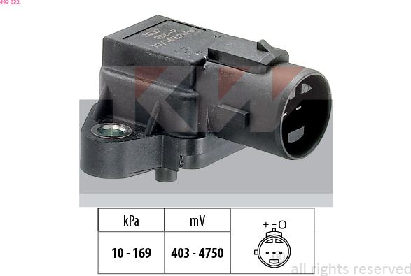 KW 493 032 - Capteur de pression barométrique, adaptation à l'altitude droxauto.com