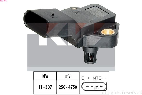 KW 493 075 - Capteur de pression barométrique, adaptation à l'altitude droxauto.com