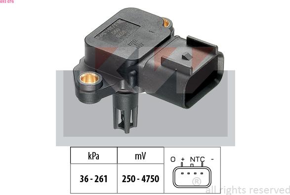 KW 493 076 - Capteur de pression barométrique, adaptation à l'altitude droxauto.com