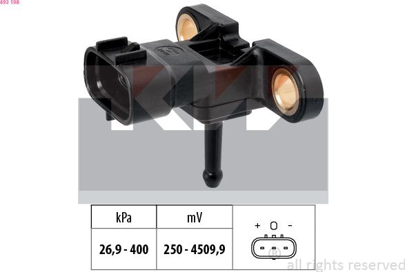 KW 493 198 - Capteur de pression barométrique, adaptation à l'altitude droxauto.com