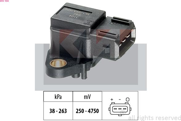 KW 493 104 - Capteur de pression barométrique, adaptation à l'altitude droxauto.com