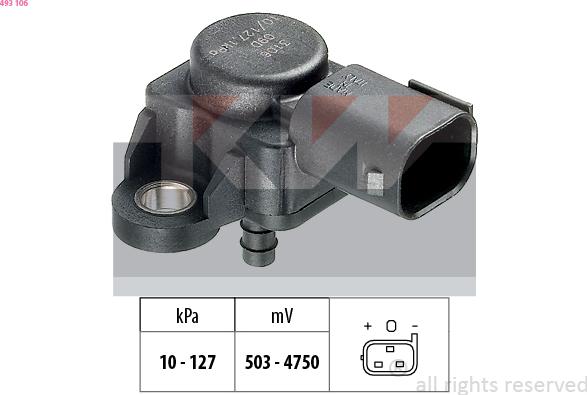 KW 493 106 - Capteur de pression barométrique, adaptation à l'altitude droxauto.com