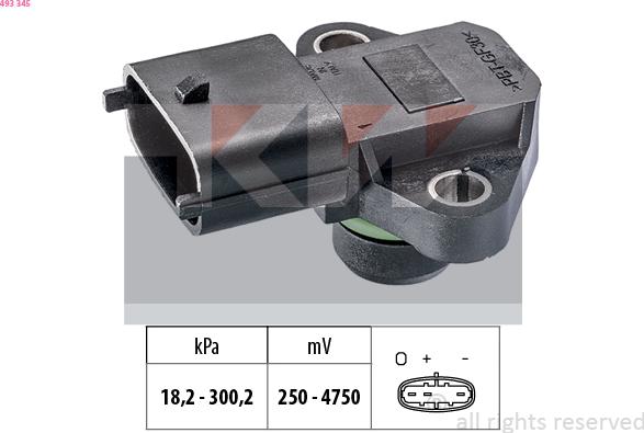 KW 493 345 - Capteur de pression barométrique, adaptation à l'altitude droxauto.com