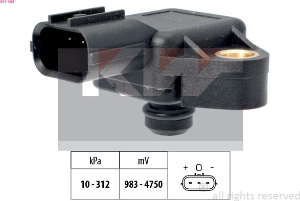 KW 493 384 - Capteur de pression barométrique, adaptation à l'altitude droxauto.com