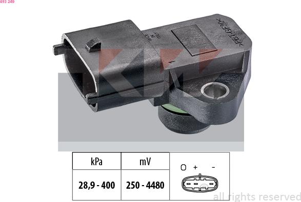 KW 493 249 - Capteur de pression barométrique, adaptation à l'altitude droxauto.com