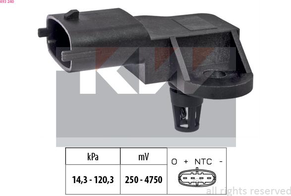 KW 493 240 - Capteur de pression barométrique, adaptation à l'altitude droxauto.com