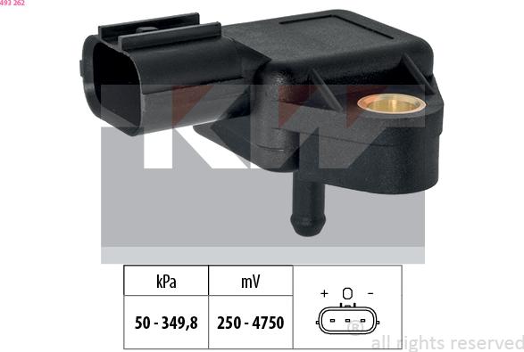 KW 493 262 - Capteur, pression de suralimentation droxauto.com