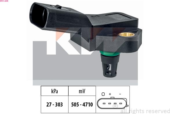 KW 493 228 - Capteur, pression de suralimentation droxauto.com