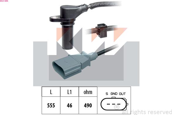 KW 453 505 - Capteur d'angle, vilebrequin droxauto.com