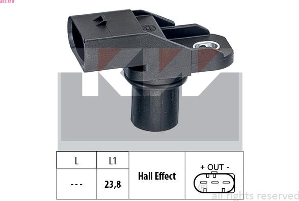 KW 453 518 - Capteur, position d'arbre à cames droxauto.com