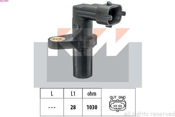 KW 453 697 - Capteur d'angle, vilebrequin droxauto.com