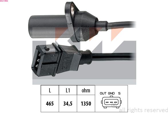 KW 453 092 - Capteur d'angle, vilebrequin droxauto.com