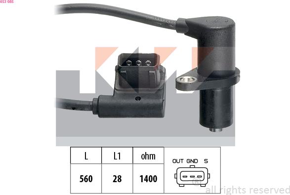 KW 453 085 - Capteur, position d'arbre à cames droxauto.com