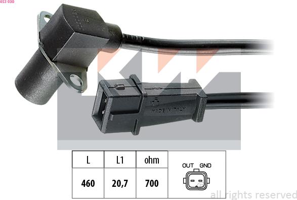 KW 453 030 - Capteur d'angle, vilebrequin droxauto.com