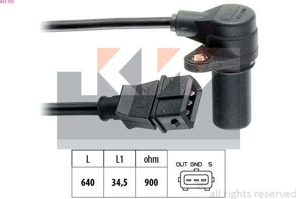 KW 453 155 - Capteur d'angle, vilebrequin droxauto.com