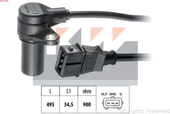 KW 453 160 - Capteur d'angle, vilebrequin droxauto.com
