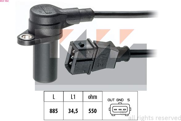 KW 453 162 - Capteur d'angle, vilebrequin droxauto.com