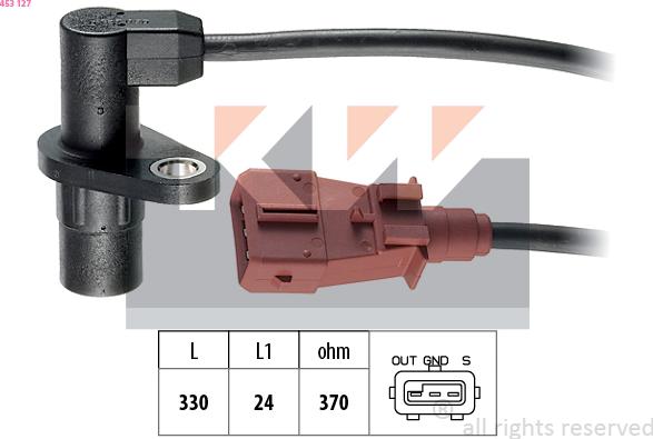 KW 453 127 - Capteur d'angle, vilebrequin droxauto.com