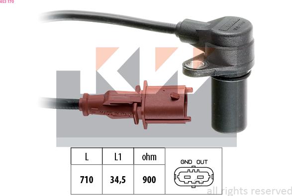 KW 453 170 - Capteur d'angle, vilebrequin droxauto.com