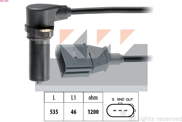 KW 453 391 - Capteur d'angle, vilebrequin droxauto.com