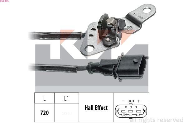 KW 453 355 - Capteur, position d'arbre à cames droxauto.com