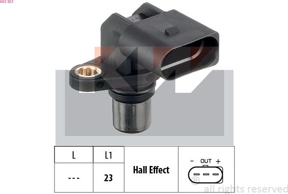 KW 453 351 - Capteur, position d'arbre à cames droxauto.com