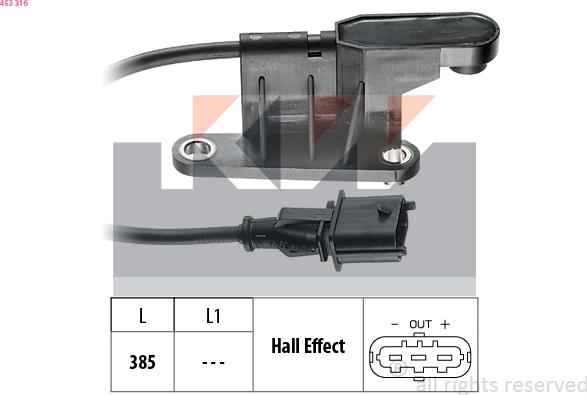 KW 453 316 - Capteur, position d'arbre à cames droxauto.com