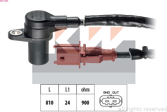 KW 453 384 - Capteur d'angle, vilebrequin droxauto.com