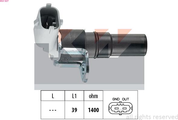 KW 453 327 - Capteur d'angle, vilebrequin droxauto.com