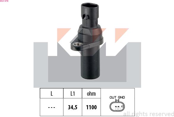 KW 453 378 - Capteur d'angle, vilebrequin droxauto.com