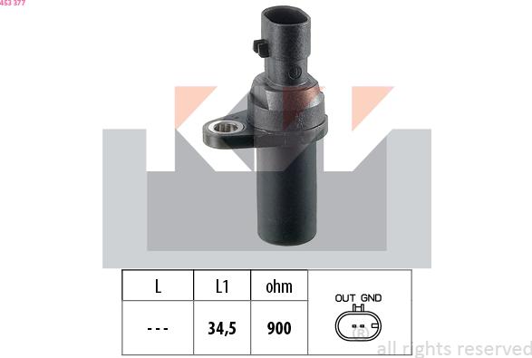 KW 453 377 - Capteur d'angle, vilebrequin droxauto.com