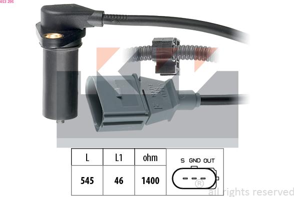 KW 453 295 - Capteur d'angle, vilebrequin droxauto.com