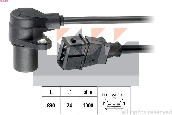 KW 453 296 - Capteur d'angle, vilebrequin droxauto.com