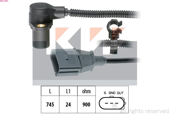 KW 453 267 - Capteur d'angle, vilebrequin droxauto.com