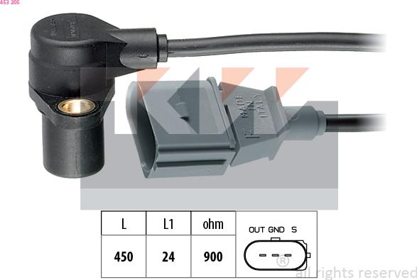 KW 453 205 - Capteur d'angle, vilebrequin droxauto.com