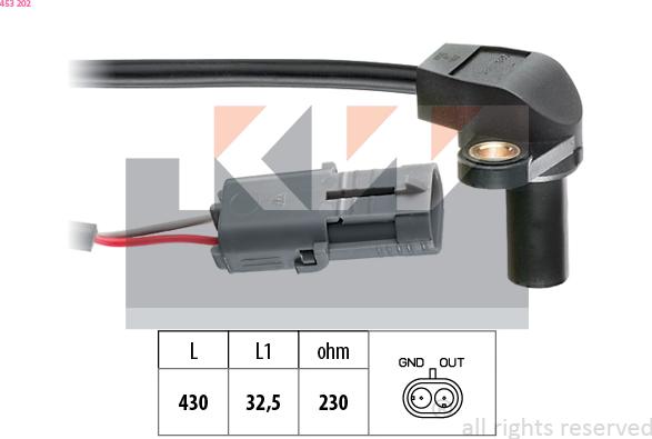 KW 453 202 - Capteur d'angle, vilebrequin droxauto.com