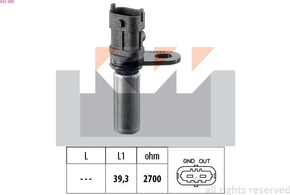 KW 453 288 - Capteur d'angle, vilebrequin droxauto.com